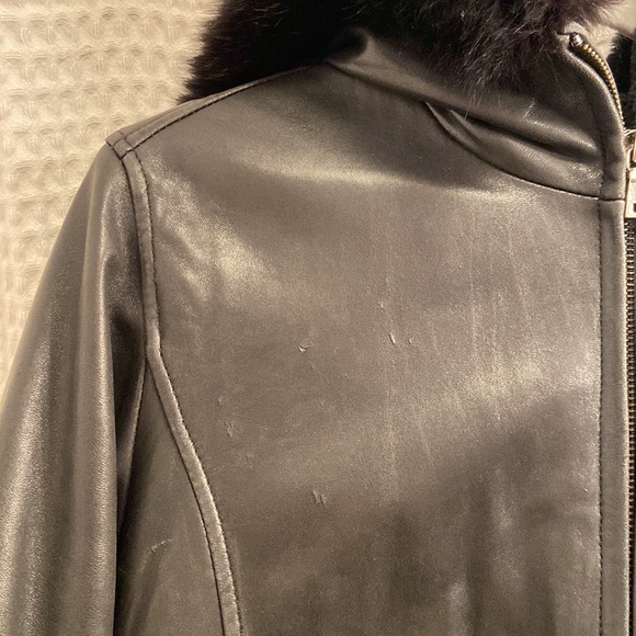 Andrew Marc Vintage Leather Winter Jacket with Fur Lining - Picture 11 of 11